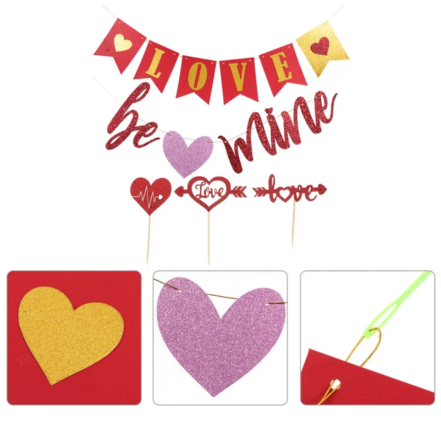 1 Set Valentinstag Dekorationen mit 12 Stück Toppers Fischschwanz Flagge und