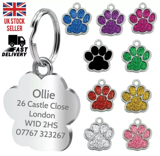 Engraved Dog Tag Personalised ID Tags Name Disc Pet Cat Tags Animal Cat Collar