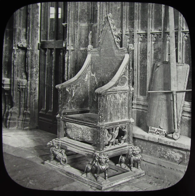 Glass Magic Lantern Slide WESTMINSTER ABBEY CORONATION CHAIR C1890 OLD PHOTO