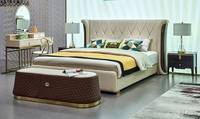 Lit Design 2x Table de Chevet 3 Parties Chambre à Coucher Set Luxe Complet Neuf