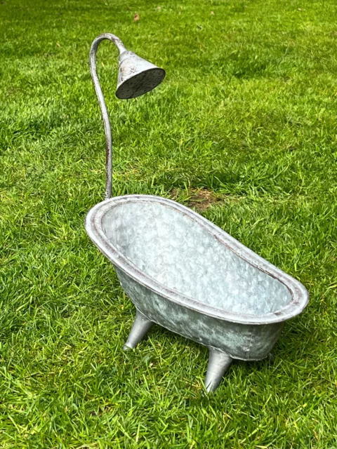 Zinkwanne Blumentopf Badewanne Kräuter Pflanzgefäß Kübel Metallwanne Vintage M