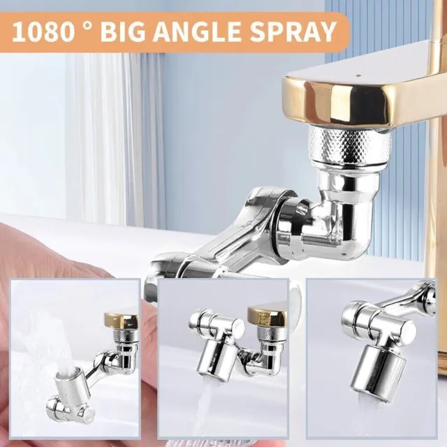 2pcs Universal Faucet Extender Tap 1080° Rotating Spray Head Home Kitchen NEW uk