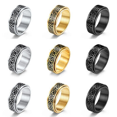 Celtic Spinner Ring Titanium Stainless Steel Fidget Anxiety Wedding Band Jewelry
