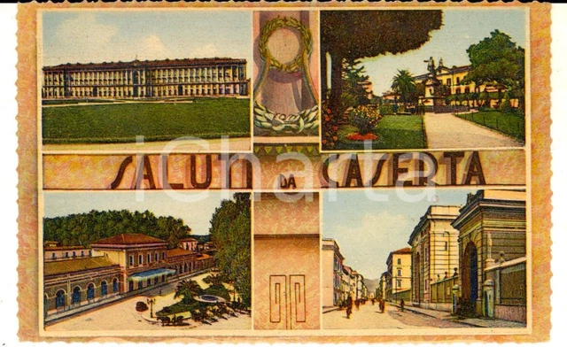 1942 CASERTA Vedutine con la Reggia e la stazione *Cartolina FP NV