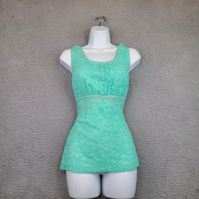Maurice’s Top Women’s Medium Mint Green Floral Lace Sleeveless Baby Doll Shirt