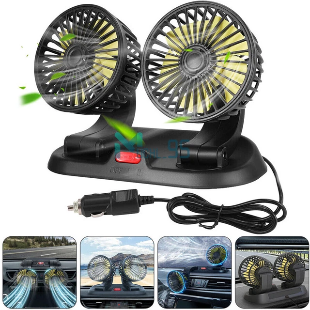 12V Auto Car Dashboard Cooling Fan Air Cooler Dual Head W/Cigarette Lighter Plug
