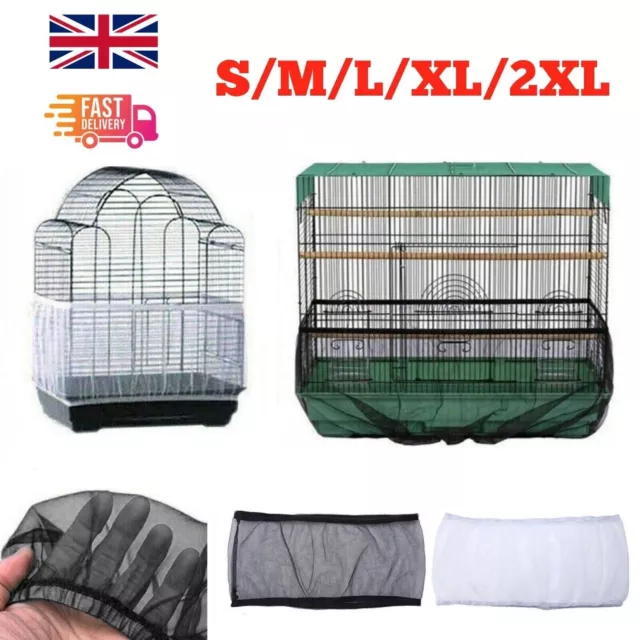 Nylon Pet Bird Cage Cover Seed Catcher Shell Skirt Guard Mesh Net Mesh Tidy UK