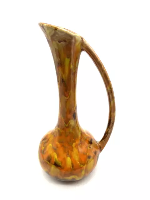 Retro California Originals Orange Drip Glaze MCM Art-Pottery 9" Pitcher Vase-USA
