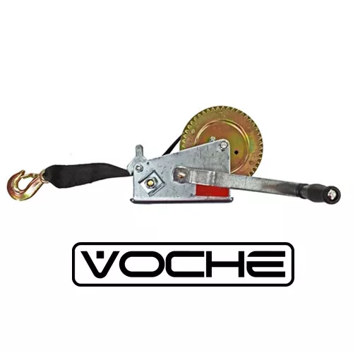 Voche Hand Trailer Winch + 8m Webbing Strap + Hook - 2000lb Manual Boat Marine 2