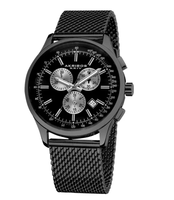 Akribos XXIV Unisex Black Stainless Steel Watch 3036