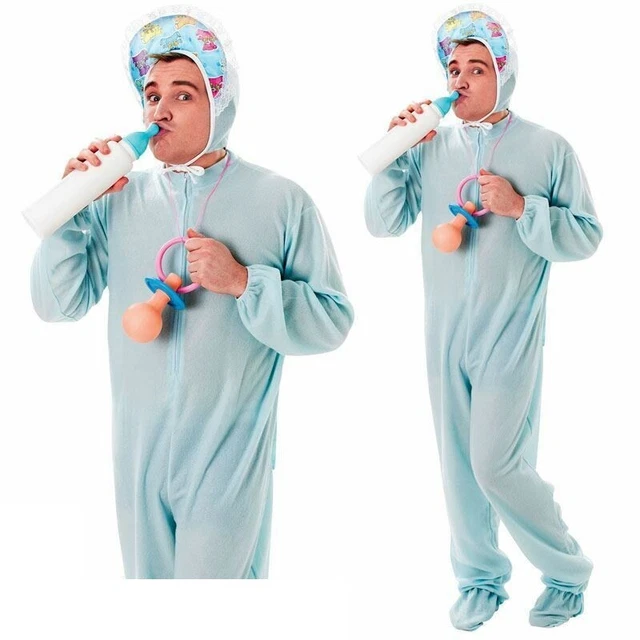 Déguisement Bébé Adulte Bleu - Costume Grenouillère Pour Enterrement Vie De Garçon, Fête Déguisée (taille Unique)
