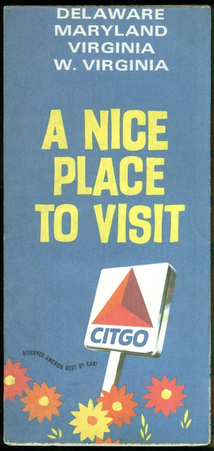 Citgo Gasoline Road Map Delaware Maryland West Virginia 1960s