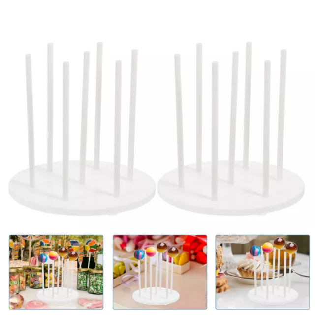 Acrylic Cake Pops Stand - 2pcs, 7 Hole Lollipop Holder for Parties & Weddings-RO