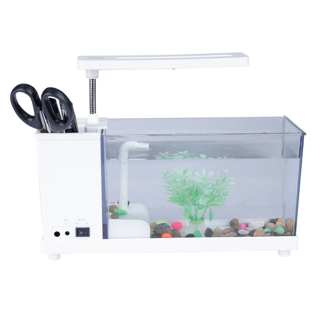 Multifunctional USB Mini Fish Tank Aquarium With Clock Function LED Light HOT