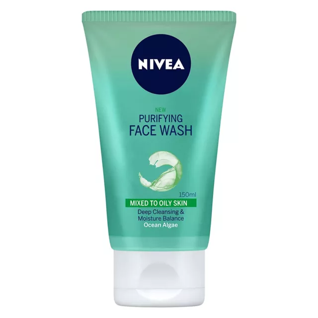 NIVEA Purifying Face Wash -Ocean Algae (150 ml) Deep Cleansing for Oily Skin