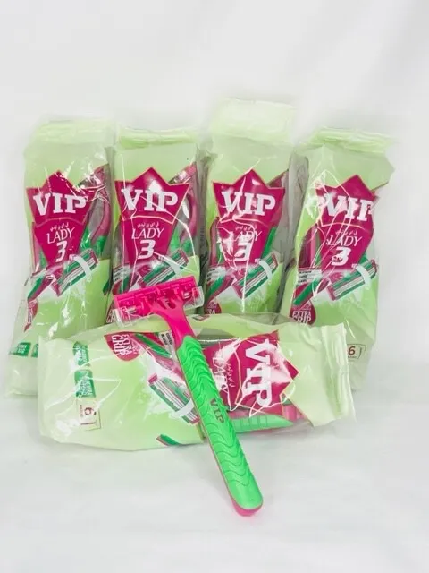 VIP Lady 3 Extra Grip with Aloe Vera Strip 6 in the Bag ( 5 Pack)