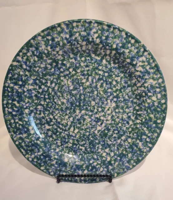 Vintage Workshops Gerald E. Henn 10” Plate Blue Green Spongeware Roseville