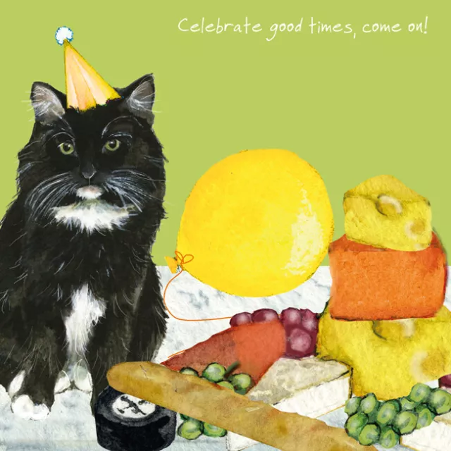 Pedro Party Cat Little Dog Laughed Birthday Greeting Card Blank Inside