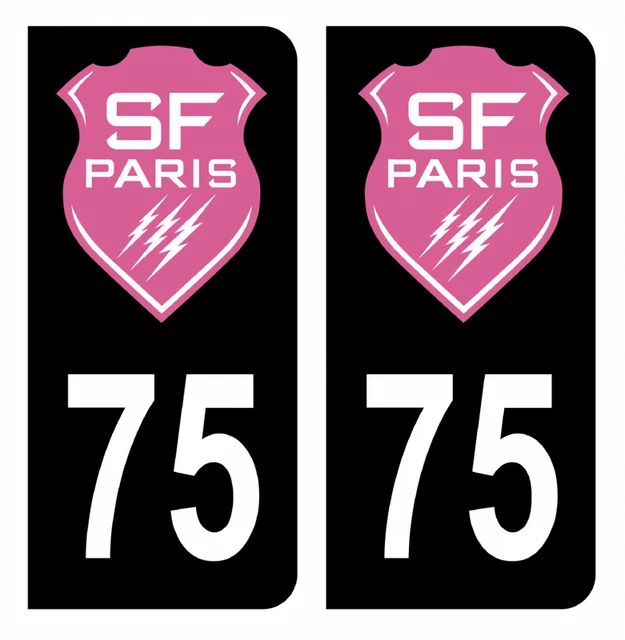 HADEXIA Autocollant Stickers Plaque Immatriculation Voiture Auto 75 SF Stade Français Paris Rugby Bleu Foot