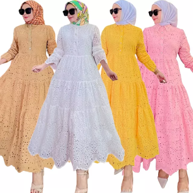 Lace Kaftan Muslim Women Long Dress Abaya Islamic Robe Abaya Evening Gown Arab