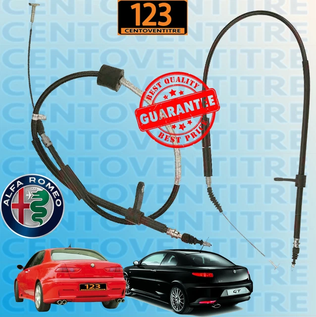 Juego De 2 Cables De Freno De Mano Trasero Para Fiat Punto 188 1.2 44-59 Kw - Marca Lamperti, Hecho En Italia