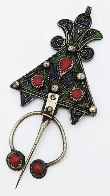 Nordafrika / Berber / Marokkanische Emaille Fibula Uhr Pin 20. Jahrhundert​