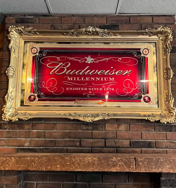 BEAUTIFUL RARE BUDWEISER MILLENNIUM BAR SIGN/MIRROR SIGN (58" x 34")