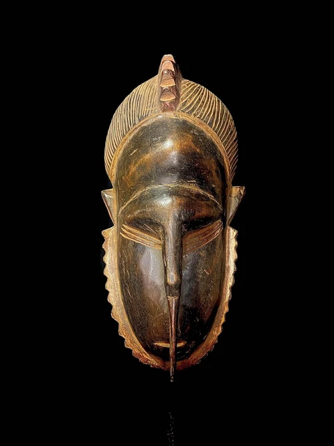 African Wooden Hand Carved Vintage Wall Mask Gouro (or Guro) ethnic group-4519