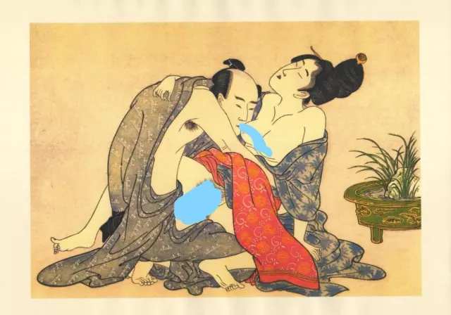 Japanese Reproduction Woodblock Print Shunga Style A31 Erotic A4 Parchment Paper