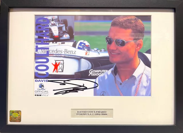 David Coulthard Hand Signed Formula One Framed (12' inch x 9' inch) Photo & COA