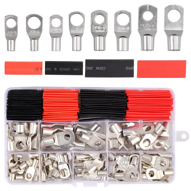 200X Copper Tube Terminals Kit Battery Welding Cable Kit Lugs Wire Connectors AU