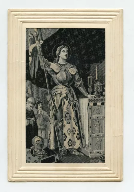 Carte postale en soie . Jeanne d'Arc .