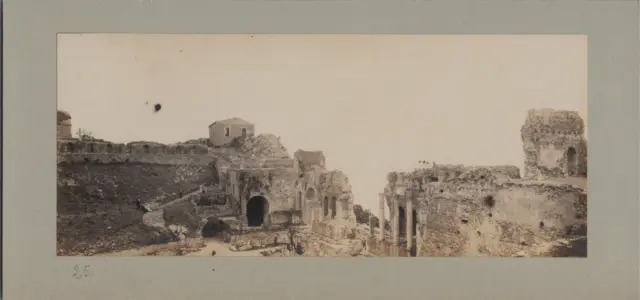 Italie, Taormina, vue panoramique du Théâtre Vintage print, tirage d&#039;époque