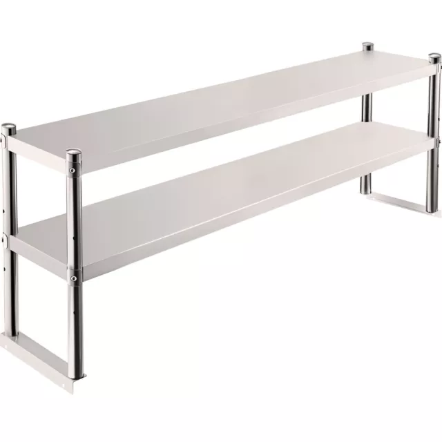 VEVOR Stainless Steel Commercial Wide Double Overshelf 60"X12" for Prep Table