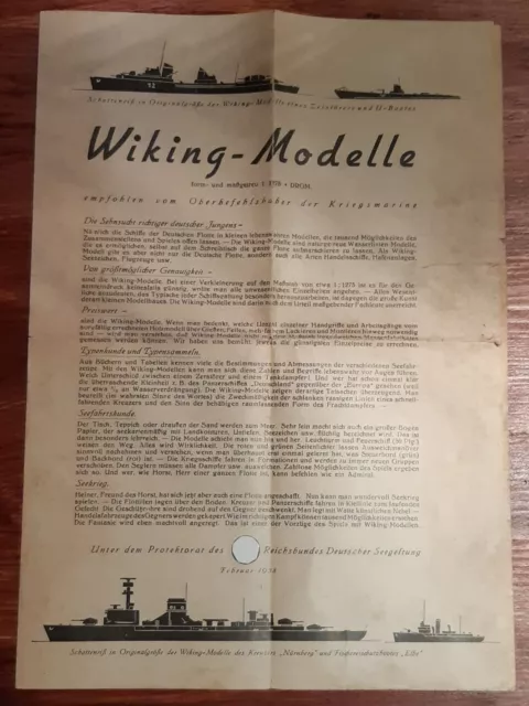 Wiking Modellbau Katalog von 1938