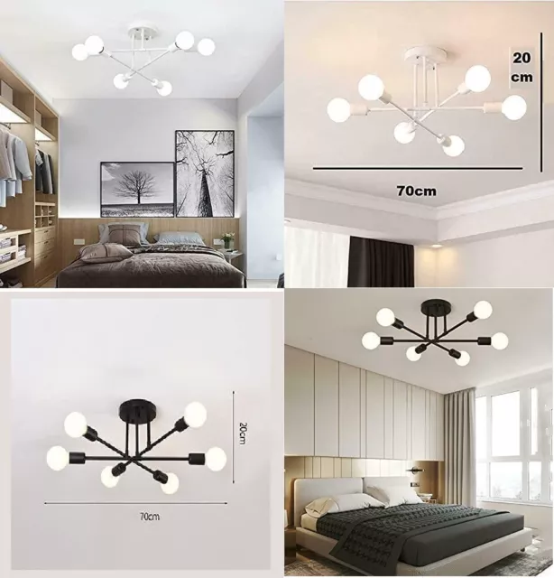 Lampadario Plafoniera a LED da soffitto con 6 teste E27 LED Escluso Di Lampade