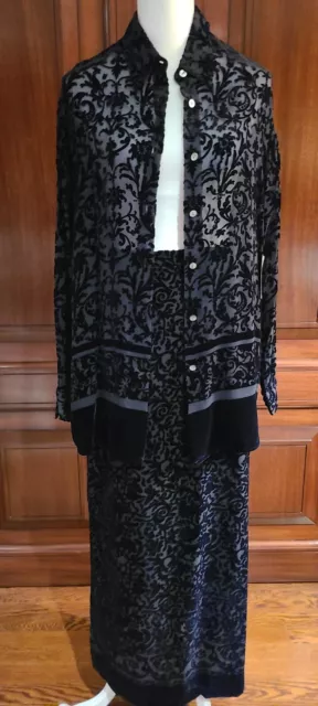 BNWT Lord & Taylor Ladies Black Sheer Blouse (14) and Long Lined Skirt (16)