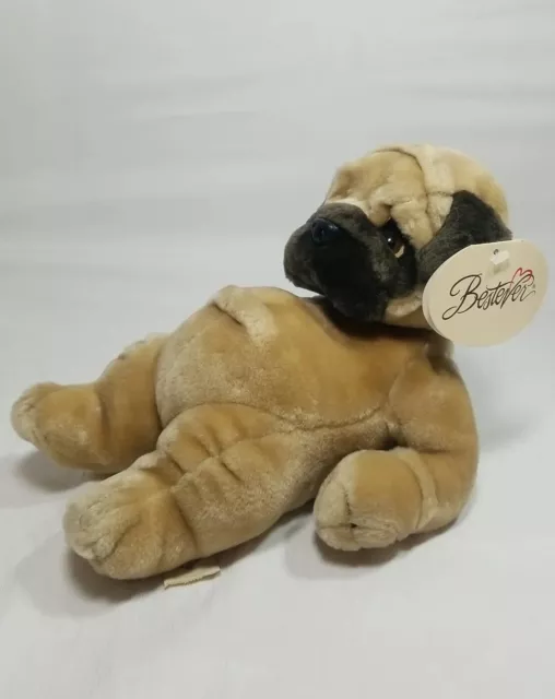 Bestever Pug Puppy Dog Plush Stuffed Animal Rare Lounging Laying NWT 10" Vintage