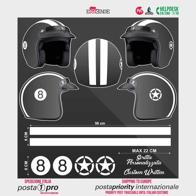 Kit Aufkleber Casco Strice Sticker Decal Scooter Moto Helmet Lucky
