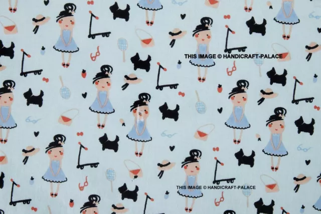Fille Poupée Tissu Imprimé 100% Coton Robe Indien Artisanat de Couture Par 4.6m