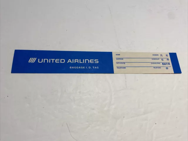 VINTAGE 1982 PAPER United Airlines Baggage I.D. Tag Unused $7.99 - PicClick