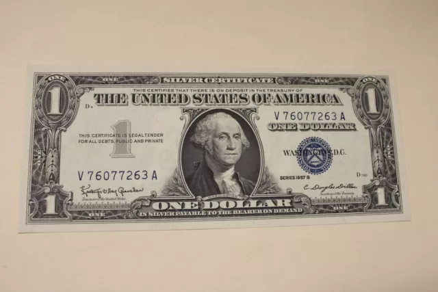 1957-B U.S One Dollar Silver Certificate Uncirculated Washington