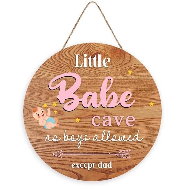 Little Babe Cave Door Sign Wood Baby Girl Nursery Decor Little Girl Nursery R...
