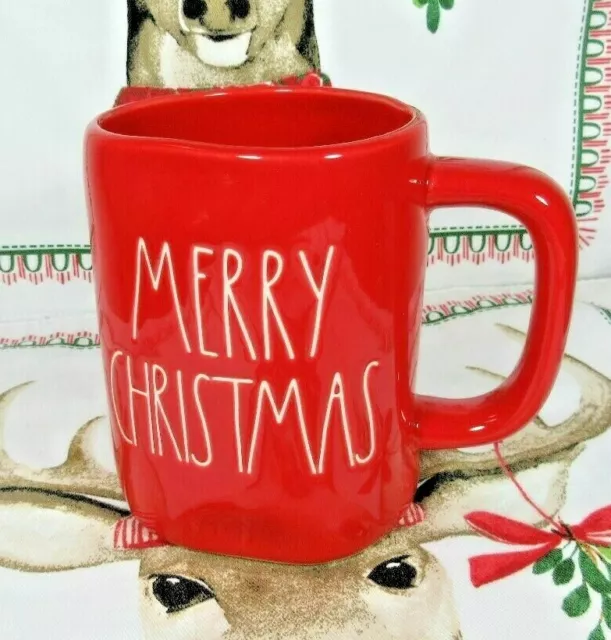 Rae Dunn "MERRY CHRISTMAS" RED mug with white letters HTF! 💥FREE SHIP