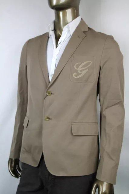 $1450 NEW Gucci Mens Embroidered Logo Blazer Jacket Light Brown 337796 2903