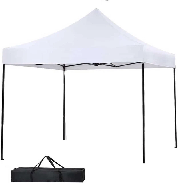 BAKAJI Gazebo 3 x 3 metri Pieghevole Tessuto Poliestere Impermeabile Bianco