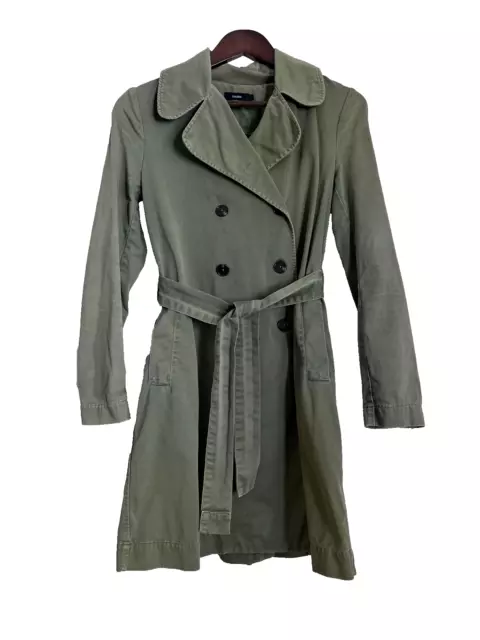 Bassike Olive Double Breasted trench Coat Size 1, Heavy Duty 100% Cotton 3