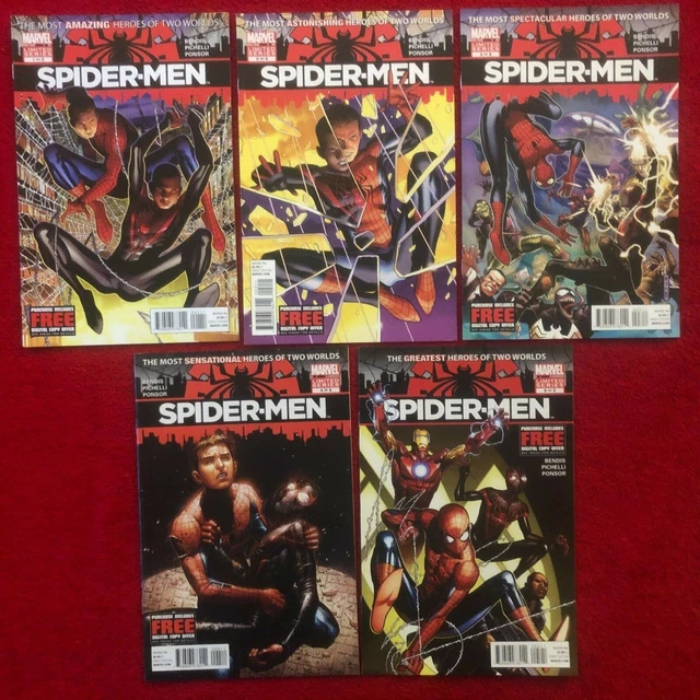 Spider-Men 1 2 3 4 5 - Peter Parker Miles Morales -Set  2012 Series - Marvel