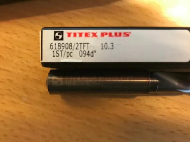 Titex Plus 618908/2TFT 10.3mm Drill With Internal Cooling (094d") For CNC