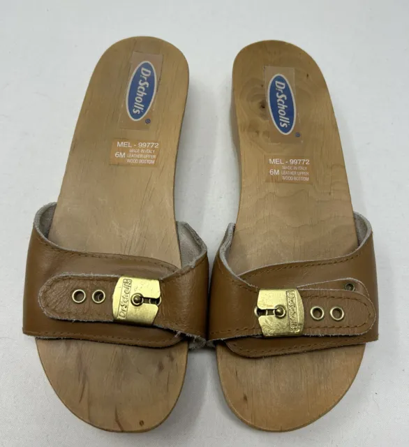 Dr Scholls Womens 6M Original Collection Wood Sandals Leather Slide Exercise